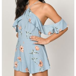 Blue and Floral Romper